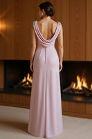 Load image into Gallery viewer, Purple Backless Ruched Sheath Long Mother of the Bride Dress