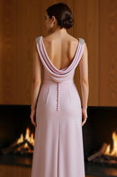Load image into Gallery viewer, Purple Backless Ruched Sheath Long Mother of the Bride Dress
