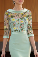 Load image into Gallery viewer, Mint Green Floral Mermaid High Low Mother of the Bride Dress