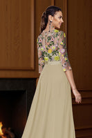 Load image into Gallery viewer, Champagne Floral Long Mother of the Bride Jumpsuits with Cape