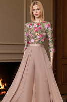 Load image into Gallery viewer, Champagne Floral Long Mother of the Bride Jumpsuits with Cape