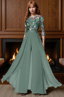 Load image into Gallery viewer, Sparkly Black Beaded Long Mother of the Bride Jumpsuit with Cape