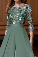 Load image into Gallery viewer, Sparkly Black Beaded Long Mother of the Bride Jumpsuit with Cape