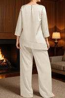 Load image into Gallery viewer, Apricot 2 Piece Bateau Neck Long Mother of the Bride Pant Suits with Sleeves