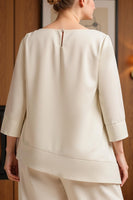 Load image into Gallery viewer, Apricot 2 Piece Bateau Neck Long Mother of the Bride Pant Suits with Sleeves