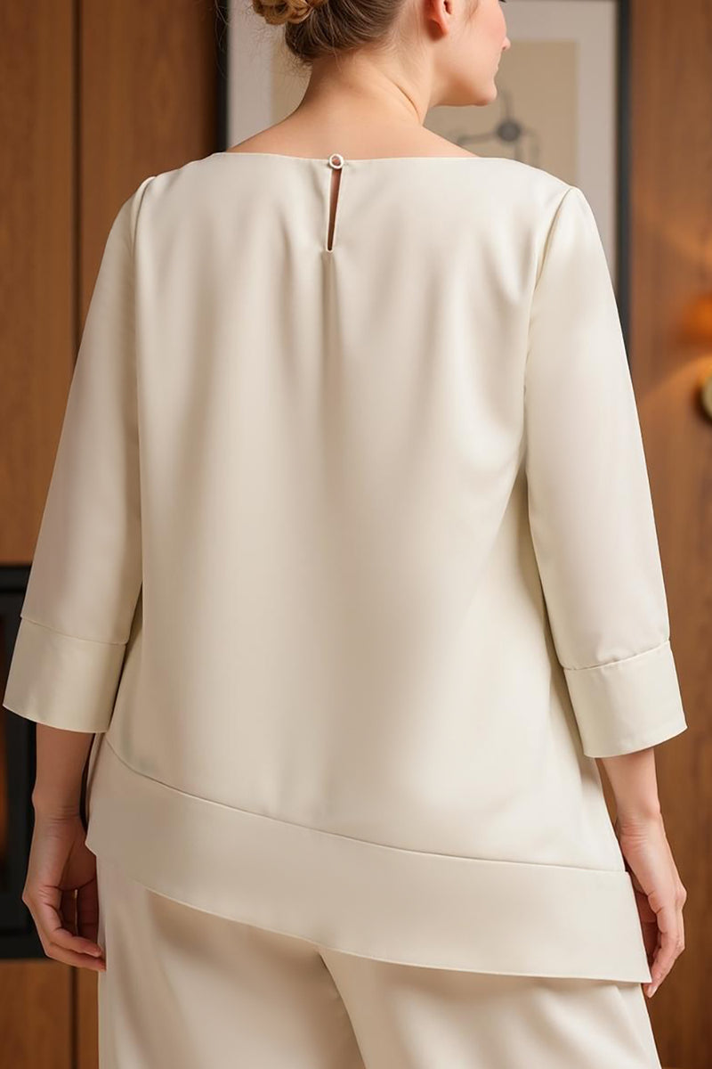 Load image into Gallery viewer, Apricot 2 Piece Bateau Neck Long Mother of the Bride Pant Suits with Sleeves