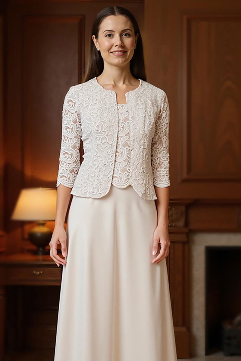 Load image into Gallery viewer, Apricot 3 Piece Long Mother of the Bride Dress Dress Suits with Jacket