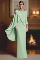 Load image into Gallery viewer, Dusty Blue Ruched Mermaid Long Mother of the Bride Dress with Cape