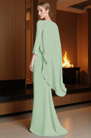 Load image into Gallery viewer, Dusty Blue Ruched Mermaid Long Mother of the Bride Dress with Cape
