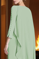 Load image into Gallery viewer, Dusty Blue Ruched Mermaid Long Mother of the Bride Dress with Cape