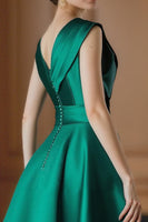 Load image into Gallery viewer, Green Satin Tea Length Mother of the Bride Dress with Bow