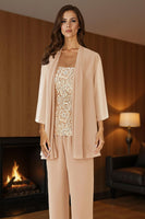 Load image into Gallery viewer, Purple 3 Piece Lace Long Mother of the Bride Pant Suits with Jacket