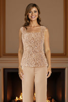 Load image into Gallery viewer, Purple 3 Piece Lace Long Mother of the Bride Pant Suits with Jacket