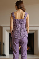 Load image into Gallery viewer, Purple 3 Piece Lace Long Mother of the Bride Pant Suits with Jacket