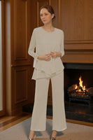 Load image into Gallery viewer, Black 3 Piece Long Sleeves Mother of the Bride Pant Suits with Sleeves