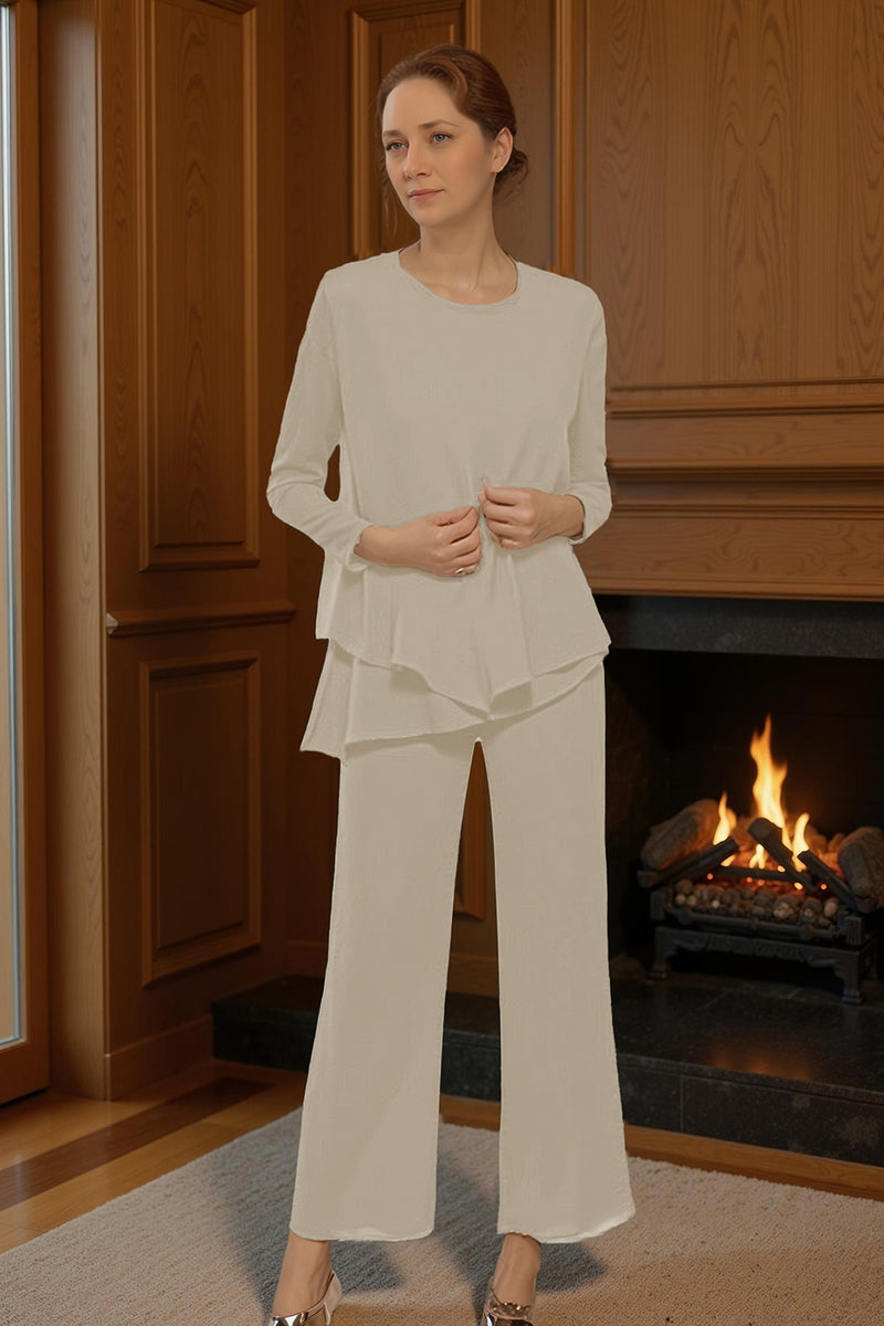 Load image into Gallery viewer, Black 3 Piece Long Sleeves Mother of the Bride Pant Suits with Sleeves