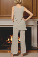 Load image into Gallery viewer, Black 3 Piece Long Sleeves Mother of the Bride Pant Suits with Sleeves