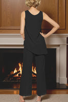 Load image into Gallery viewer, Black 3 Piece Long Sleeves Mother of the Bride Pant Suits with Sleeves