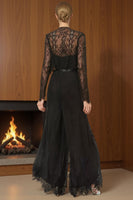 Load image into Gallery viewer, Black Lace 2 Piece Sweetheart Long Mother of the Bride Jumpsuits with Jacket
