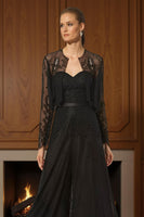 Load image into Gallery viewer, Black Lace 2 Piece Sweetheart Long Mother of the Bride Jumpsuits with Jacket