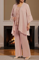 Load image into Gallery viewer, Dusty Rose 3 Piece Long Plus Size Mother of the Bride Dress with Jacket
