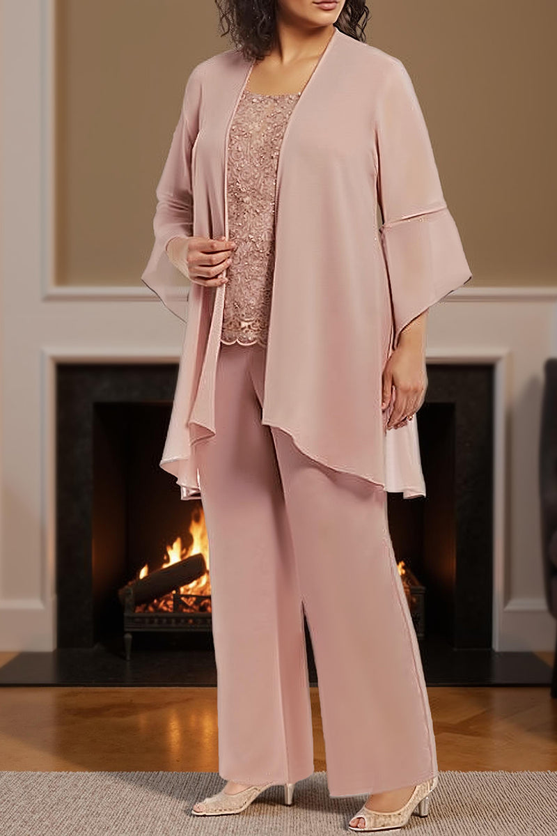 Load image into Gallery viewer, Dusty Rose 3 Piece Long Plus Size Mother of the Bride Dress with Jacket