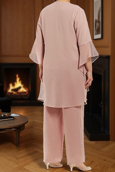 Dusty Rose 3 Piece Long Plus Size Mother of the Bride Dress with Jacket