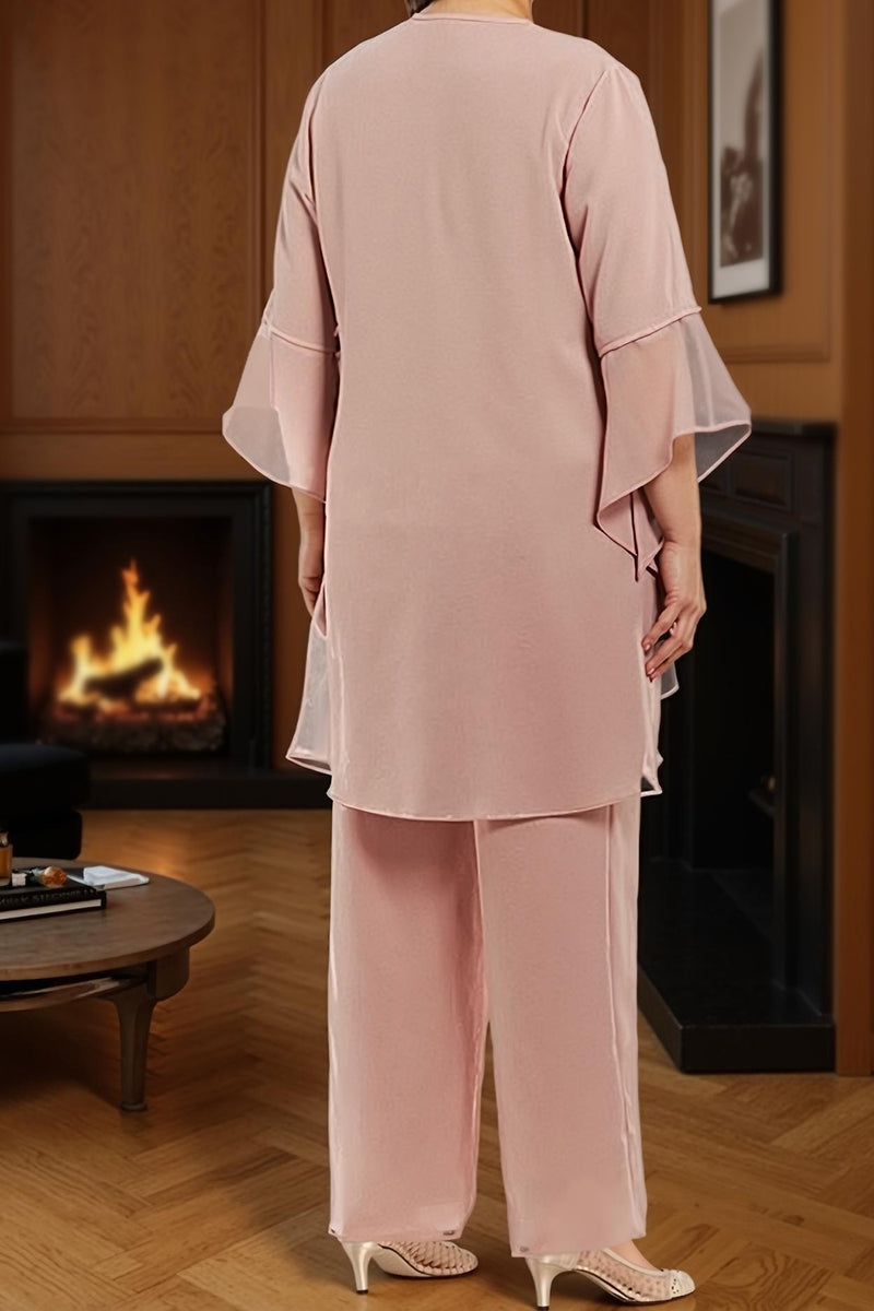 Load image into Gallery viewer, Dusty Rose 3 Piece Long Plus Size Mother of the Bride Dress with Jacket