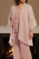 Load image into Gallery viewer, Dusty Rose 3 Piece Long Plus Size Mother of the Bride Dress with Jacket