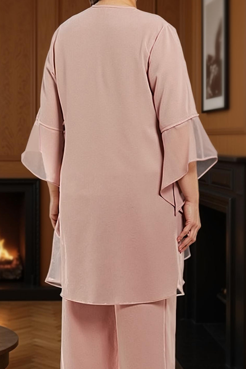 Load image into Gallery viewer, Dusty Rose 3 Piece Long Plus Size Mother of the Bride Dress with Jacket