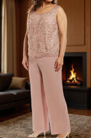 Load image into Gallery viewer, Dusty Rose 3 Piece Long Plus Size Mother of the Bride Dress with Jacket