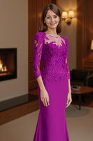 Load image into Gallery viewer, Fuchsia Mermaid Long Mother of the Bride Dress with Lace