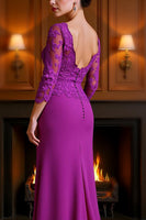 Load image into Gallery viewer, Fuchsia Mermaid Long Mother of the Bride Dress with Lace