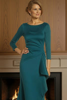 Load image into Gallery viewer, Peacock Green Ruffled Mermaid Long Mother of the Bride Dress