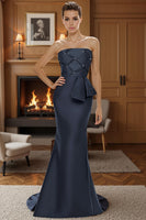 Load image into Gallery viewer, Silver Mermaid Strapless Long Mother of the Bride Dress
