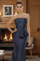 Load image into Gallery viewer, Silver Mermaid Strapless Long Mother of the Bride Dress