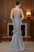 Load image into Gallery viewer, Silver Mermaid Strapless Long Mother of the Bride Dress