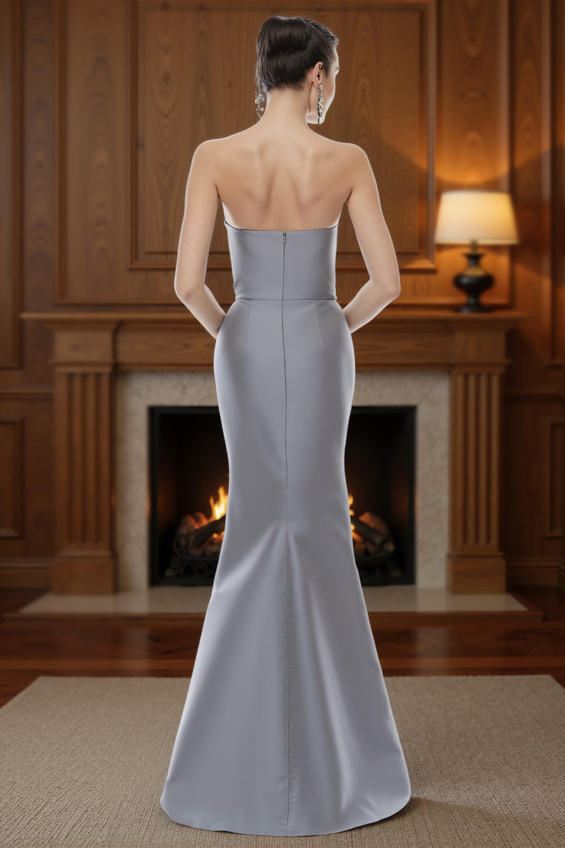 Load image into Gallery viewer, Silver Mermaid Strapless Long Mother of the Bride Dress