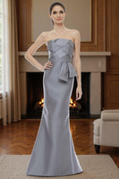Load image into Gallery viewer, Silver Mermaid Strapless Long Mother of the Bride Dress