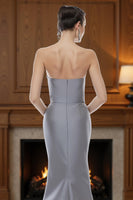 Load image into Gallery viewer, Silver Mermaid Strapless Long Mother of the Bride Dress