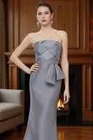 Load image into Gallery viewer, Silver Mermaid Strapless Long Mother of the Bride Dress