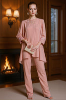Load image into Gallery viewer, Dusty Rose 3 Piece Appliqued Mother of the Bride Pant Suits with Jacket