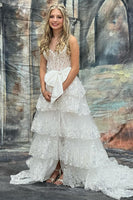 Load image into Gallery viewer, Pink Tulle Tiered Corset A-Line Long Formal Dress with Appliques