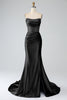 Load image into Gallery viewer, Blush Pink Satin Mermaid Strapless Corset Long Formal Dress with Slit