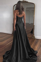 Load image into Gallery viewer, Royal Blue A-Line Corset Satin Long Formal Dress with Slit