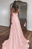 Load image into Gallery viewer, Royal Blue A-Line Corset Satin Long Formal Dress with Slit