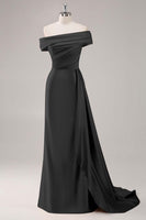Load image into Gallery viewer, Champagne Satin Off The Shoulder Mermaid Long Formal Dress