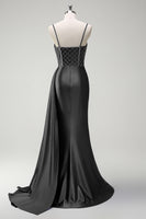 Load image into Gallery viewer, Sparkly Royal Blue Spaghetti Straps Corset Long Formal Dress