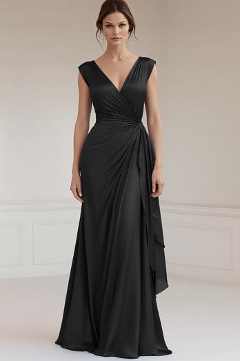 Peacock V-Neck Sheath Satin Long Formal Dress