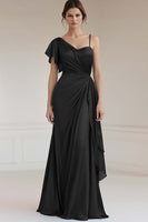 Load image into Gallery viewer, Grey Blue Satin Ruched Sheath Long Formal Dress